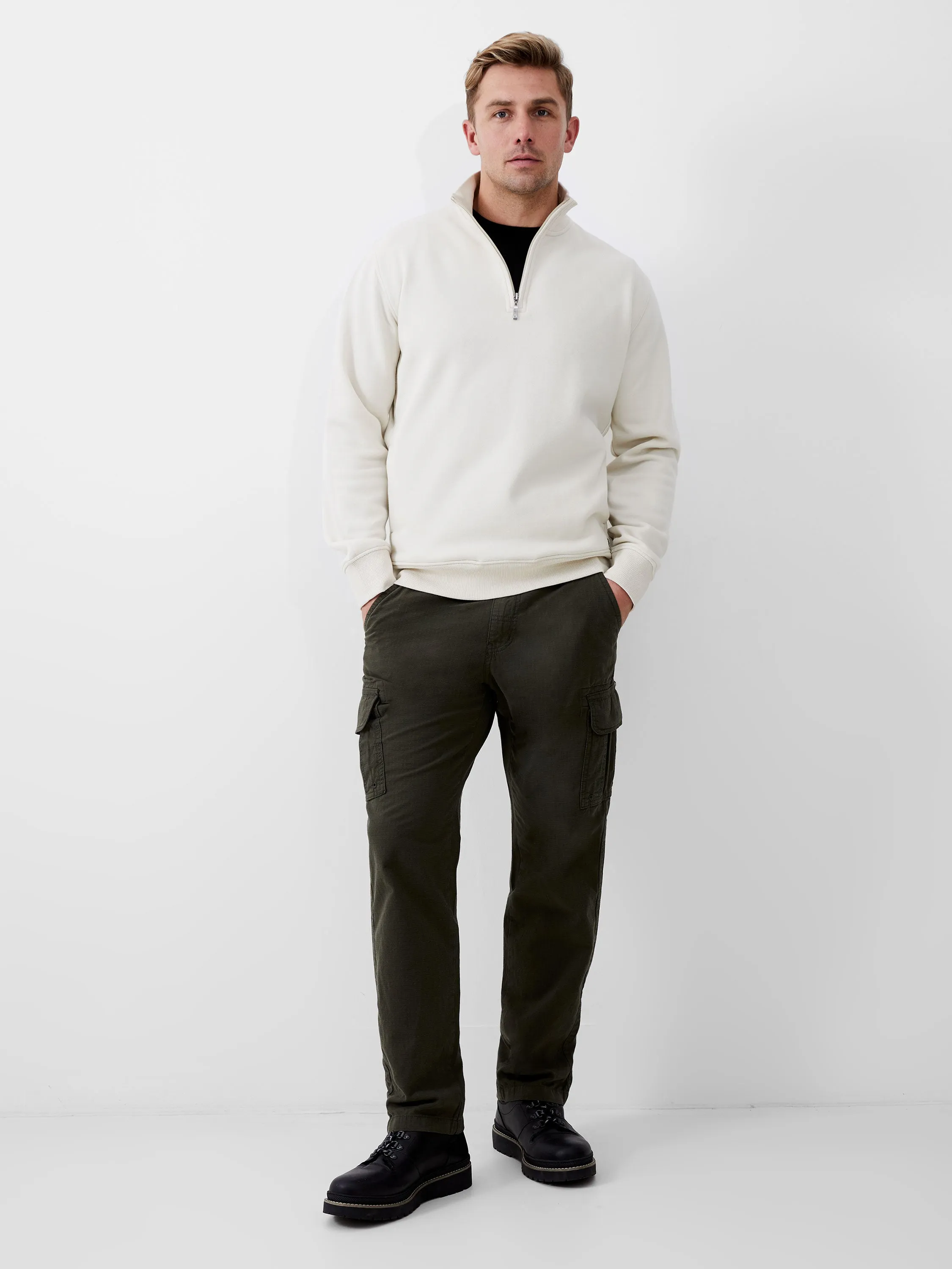 Fleeceback Funnel Neck Half Zip Sweatshirt