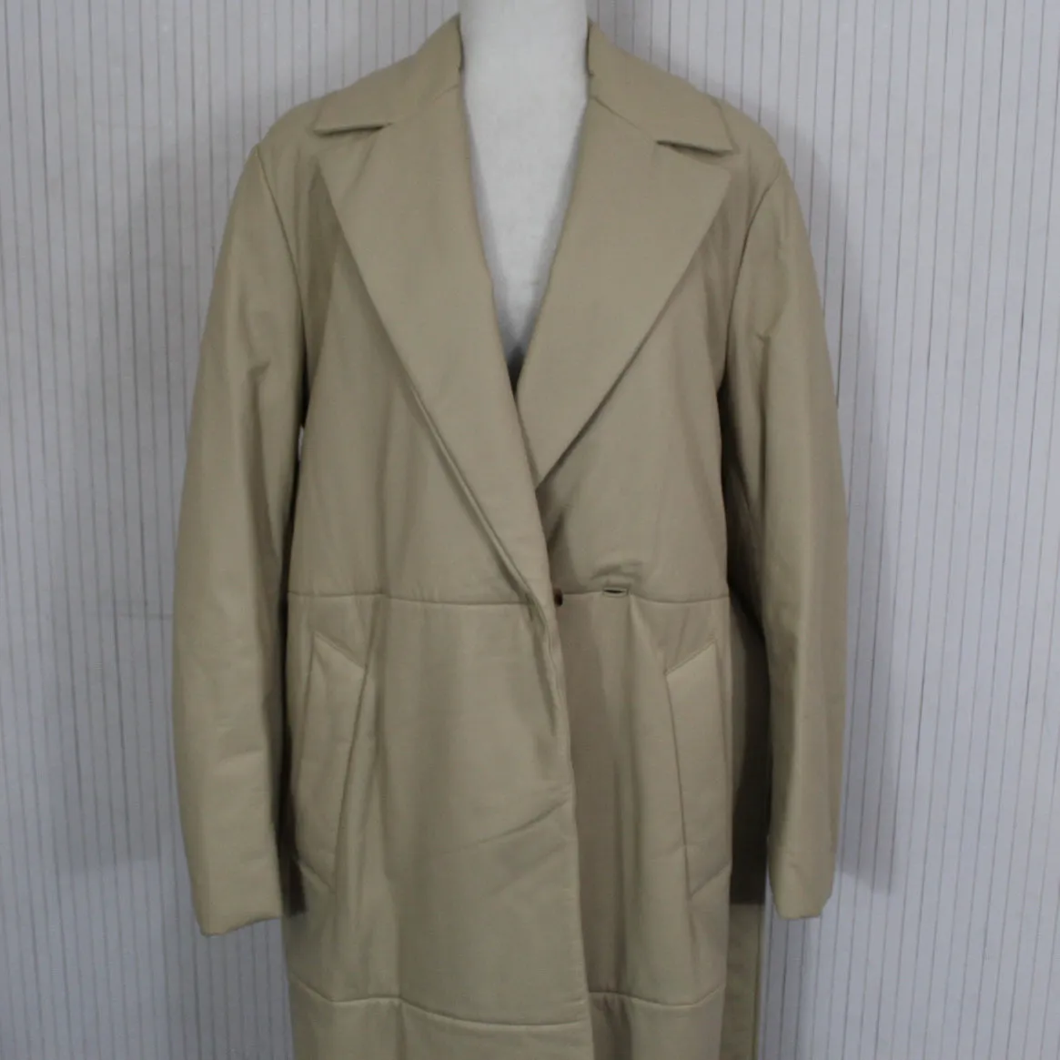 Joseph Brand New £1695 Eggshell Cola Padded Leather Belted Coat XXS/XS/S/M