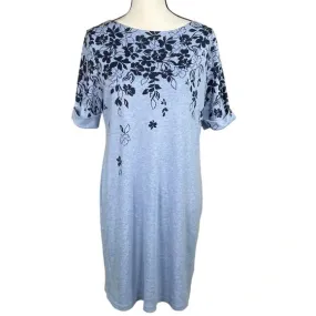 Karen Scott Sport Blue Floral Knit Dress