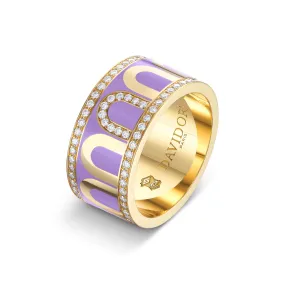 L'Arc de DAVIDOR Ring GM, 18k Yellow Gold with Lavande Lacquered Ceramic and Porta Diamonds