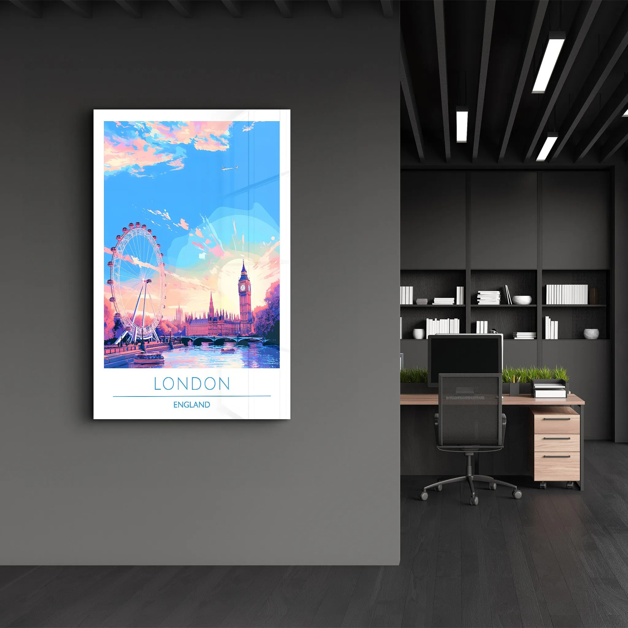 London England-Travel Posters | Glass Wall Art