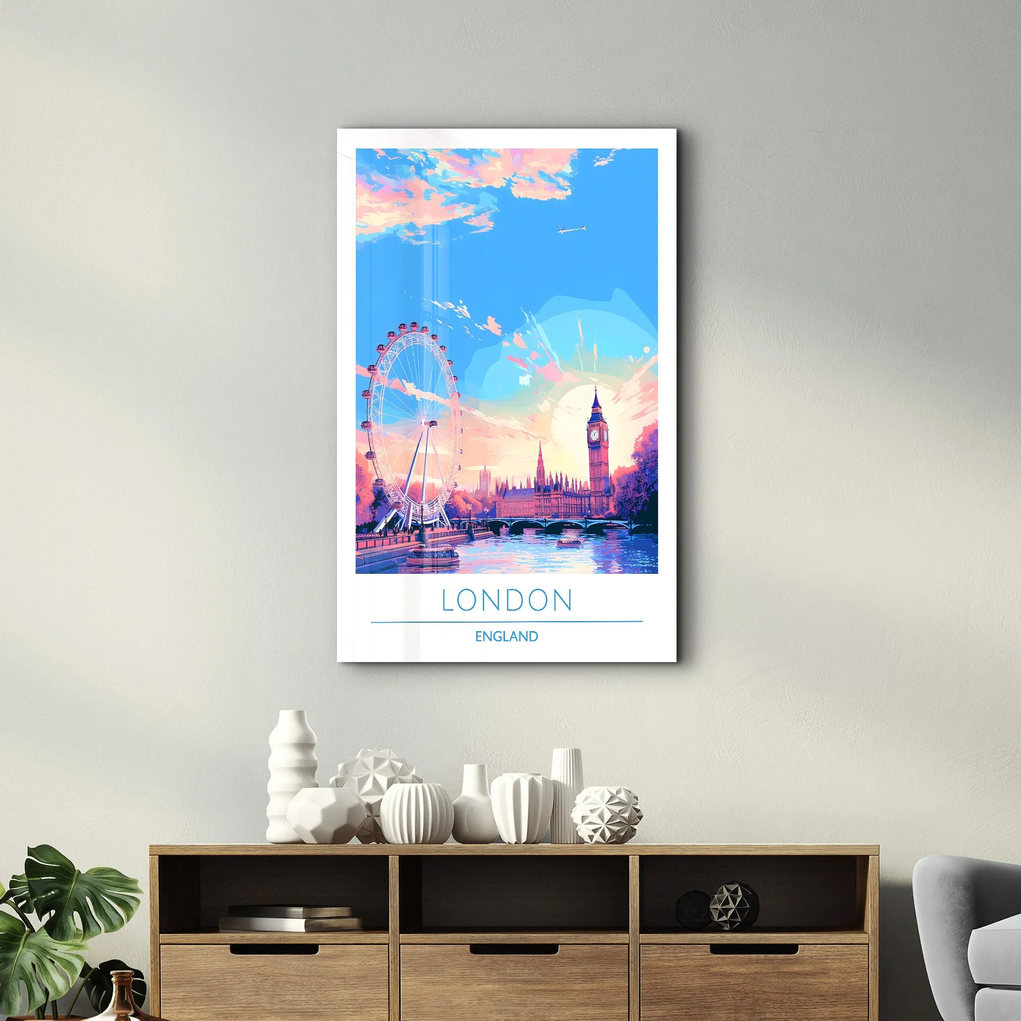 London England-Travel Posters | Glass Wall Art