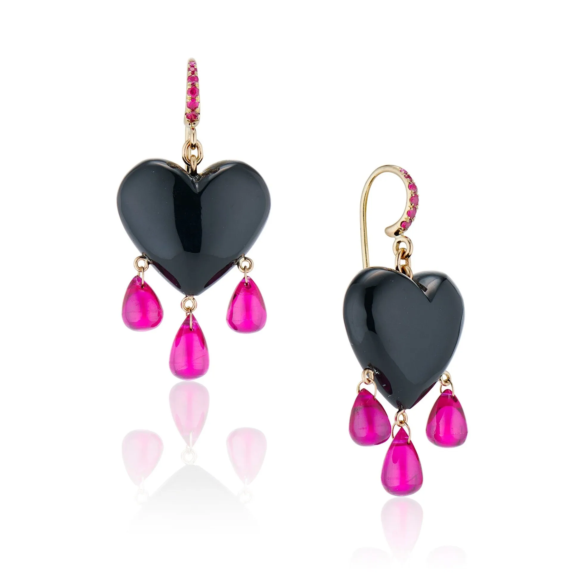 Luxe Bleeding Heart Earrings, Black