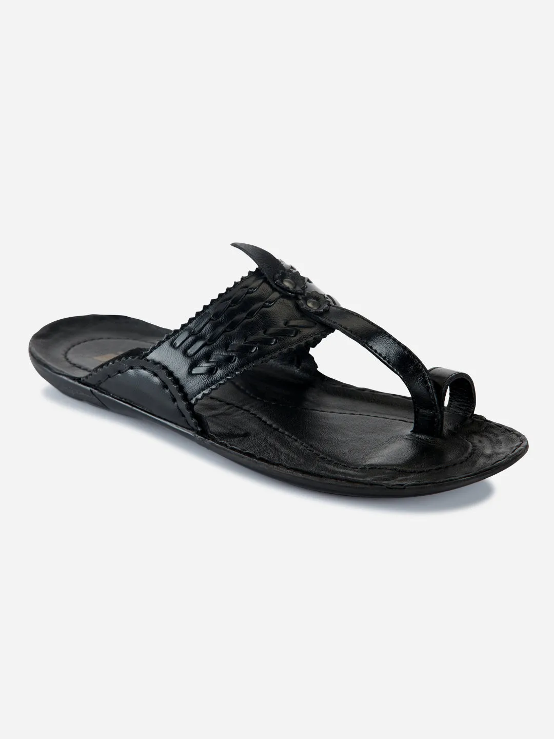 Men's Black Kolapuri Style Ethnic Slipper (ID4068)