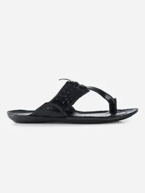 Men's Black Kolapuri Style Ethnic Slipper (ID4068)