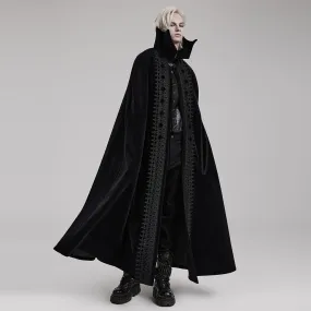 Men's Gothic Bat Collar Embroidered Long Cloak