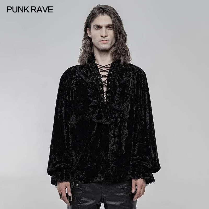 Men's Gothic Ruffles Loosed Velvet Shirts