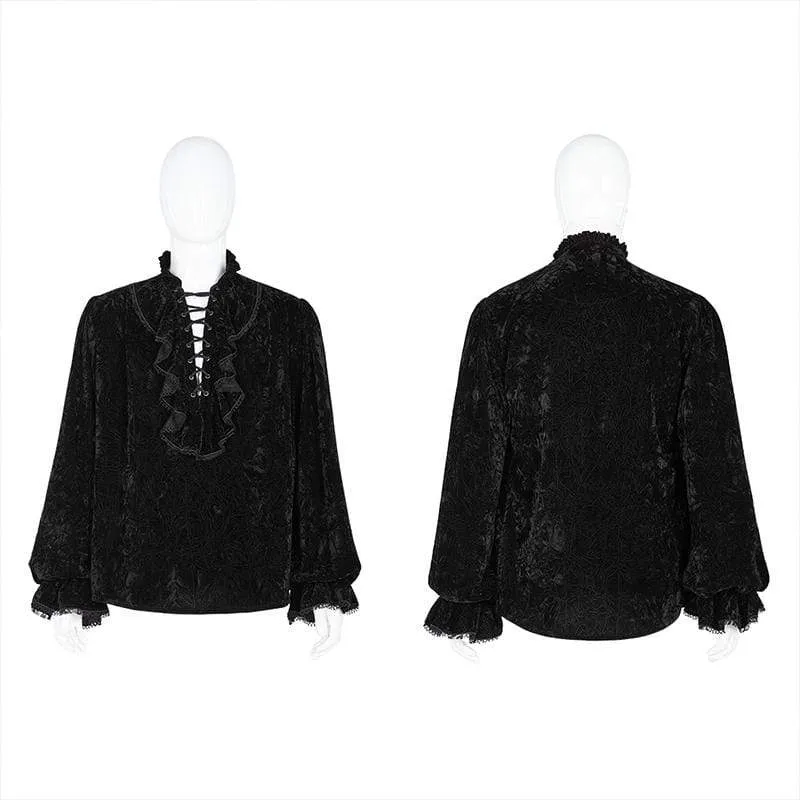 Men's Gothic Ruffles Loosed Velvet Shirts