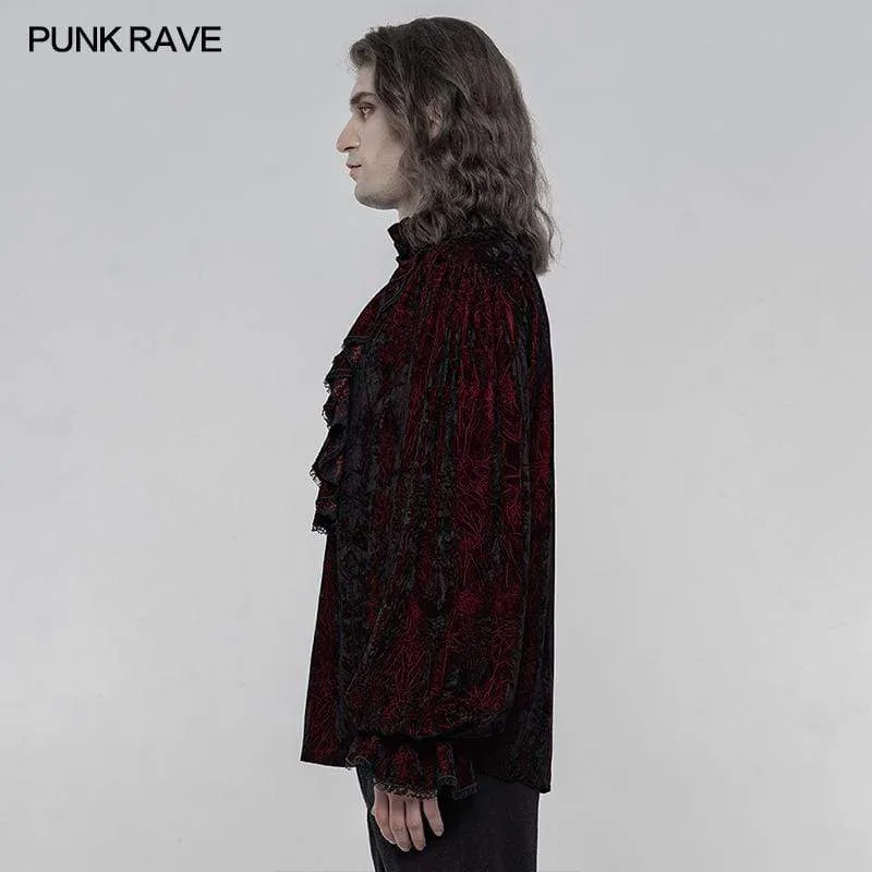 Men's Gothic Ruffles Loosed Velvet Shirts