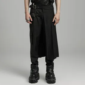 Men's Punk Buckle Pleated Skirt