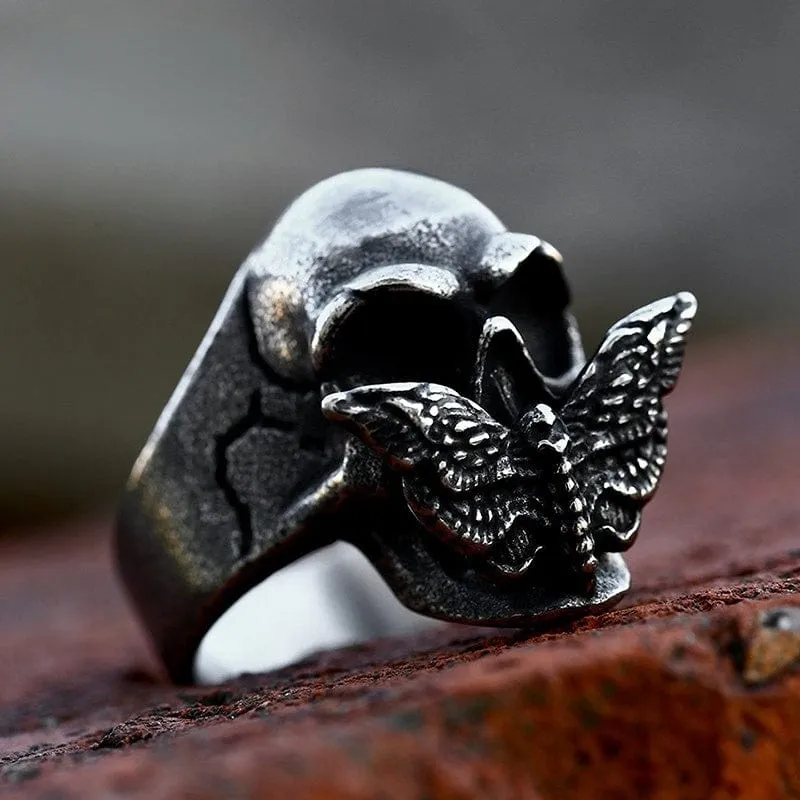 Men's Punk Butterfly Skull Ring