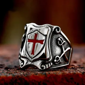 Men's Punk Cross Shield Ring