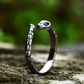 Men's Punk Diamante Snake Open Ring