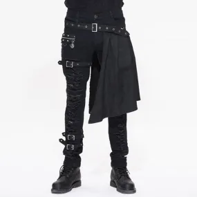 Men's Punk Distressed Jeans with peplum