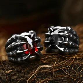 Men's Punk Dragon Claw Ruby Ring