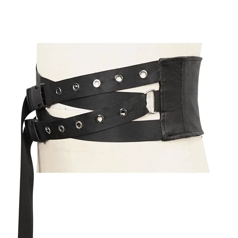 Men's Punk Eyelet Buckles Decussate Belt