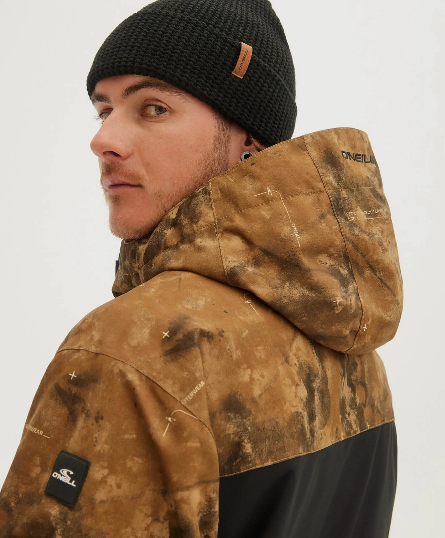 Men's Texture Snow Jacket - Beige AOP