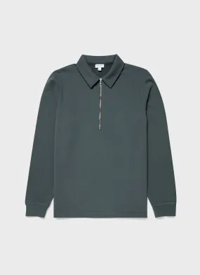 Men's Zip Polo Loopback Sweatshirt in Drill Green