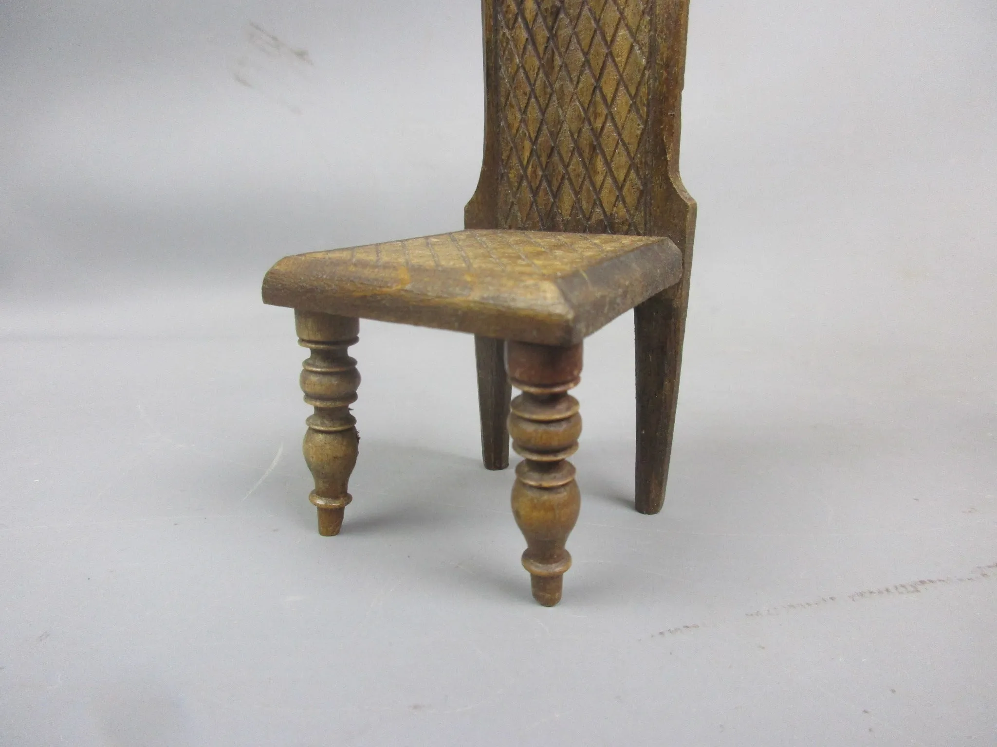 Miniature Wooden Dolls Chair Antique Art Deco c1930