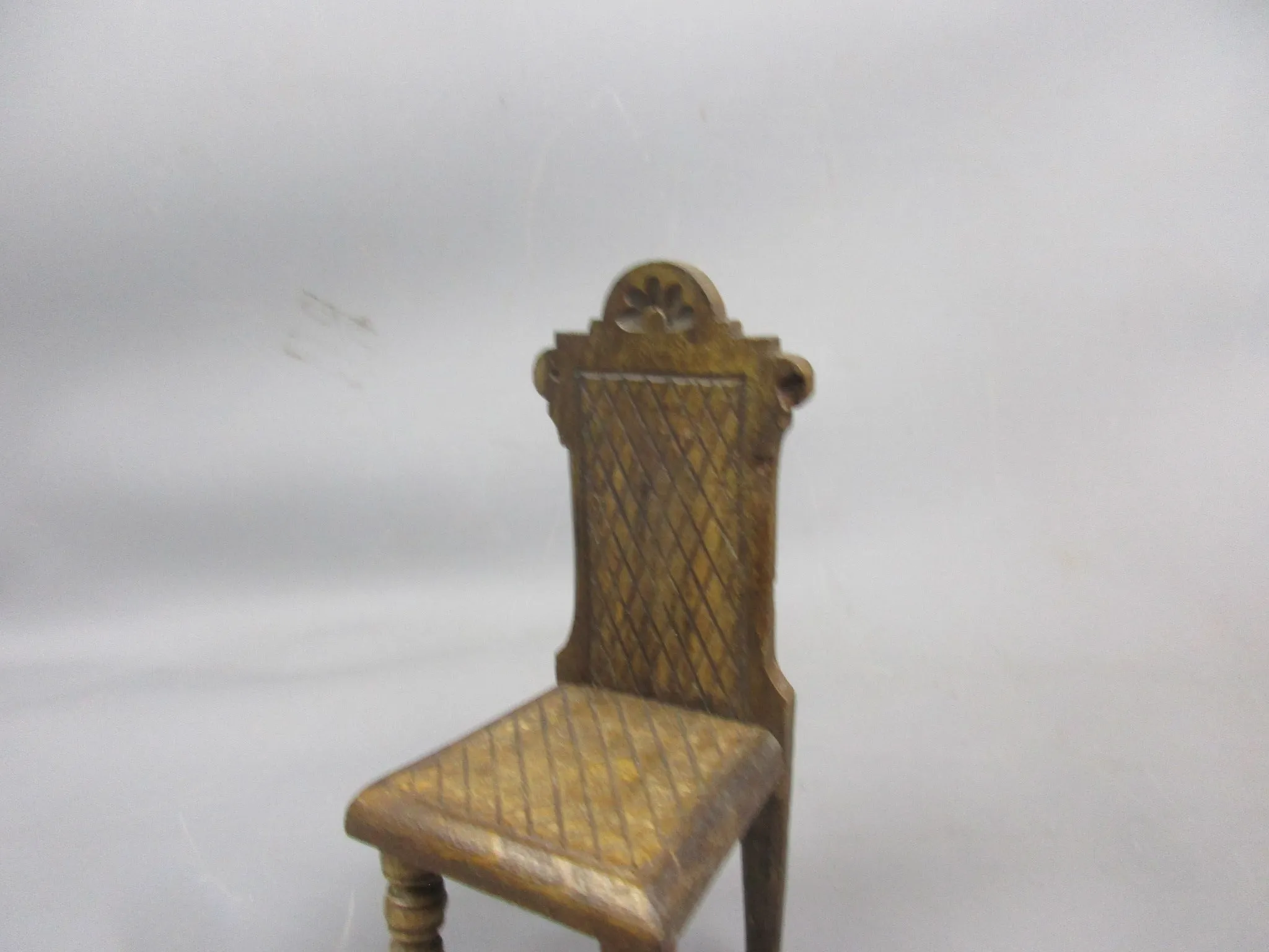 Miniature Wooden Dolls Chair Antique Art Deco c1930