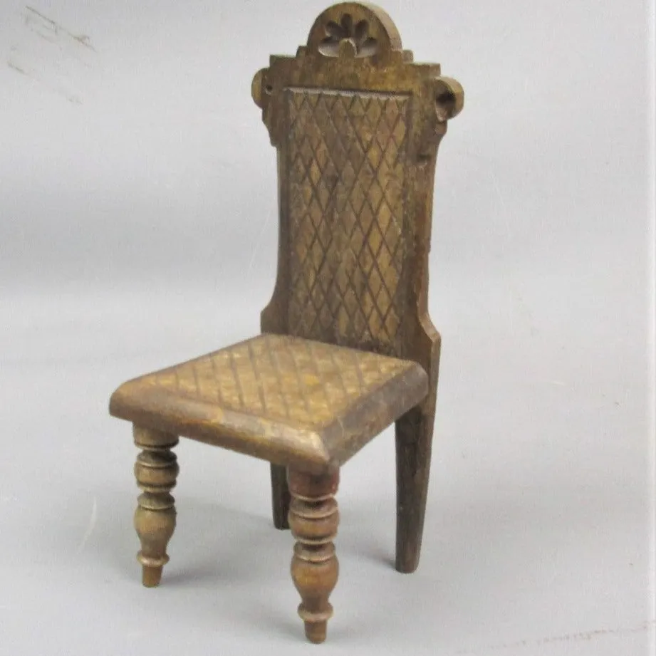 Miniature Wooden Dolls Chair Antique Art Deco c1930