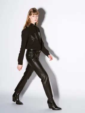 Pantalon Roxy en cuir plongé noir