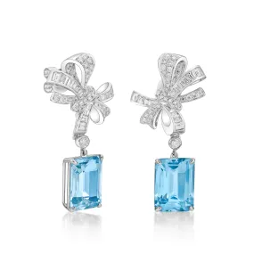 Pour La Vie - Aquarmarine and Diamond Earrings