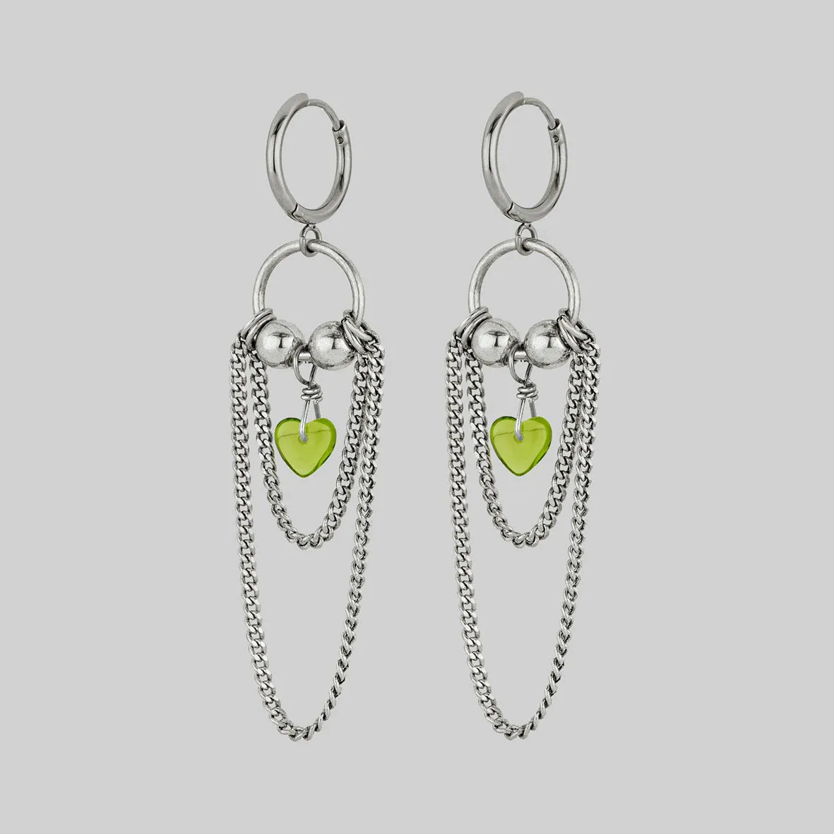 POUR YOUR HEART OUT. Pierced Chain Drop Earrings - Silver