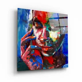 ・"Abstract Colors Woman Portrait"・Glass Wall Art