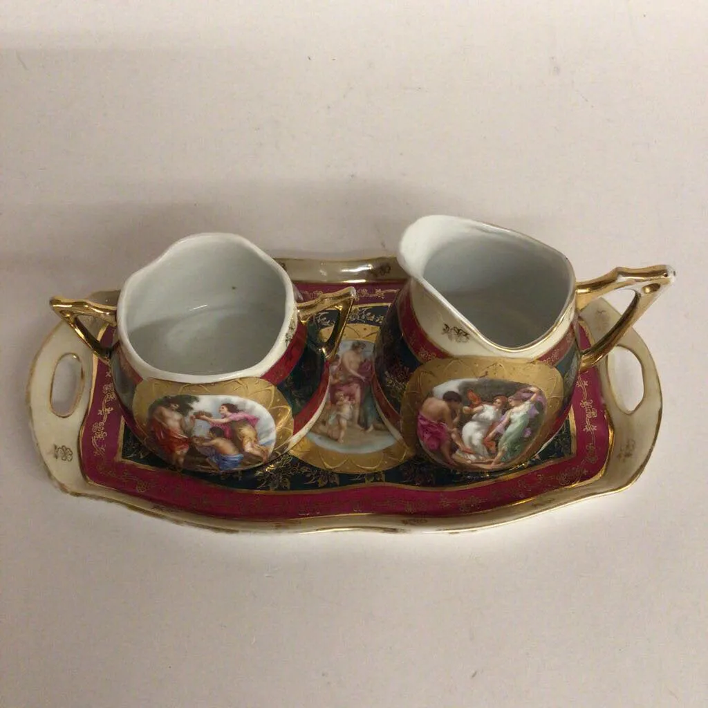 Royal Vienna Style Creamer, Sugar Bowl, & Underplate