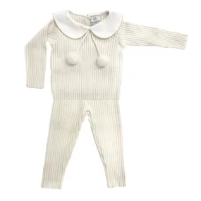 Ruby Ribbed Angora Cream Two Piece Set