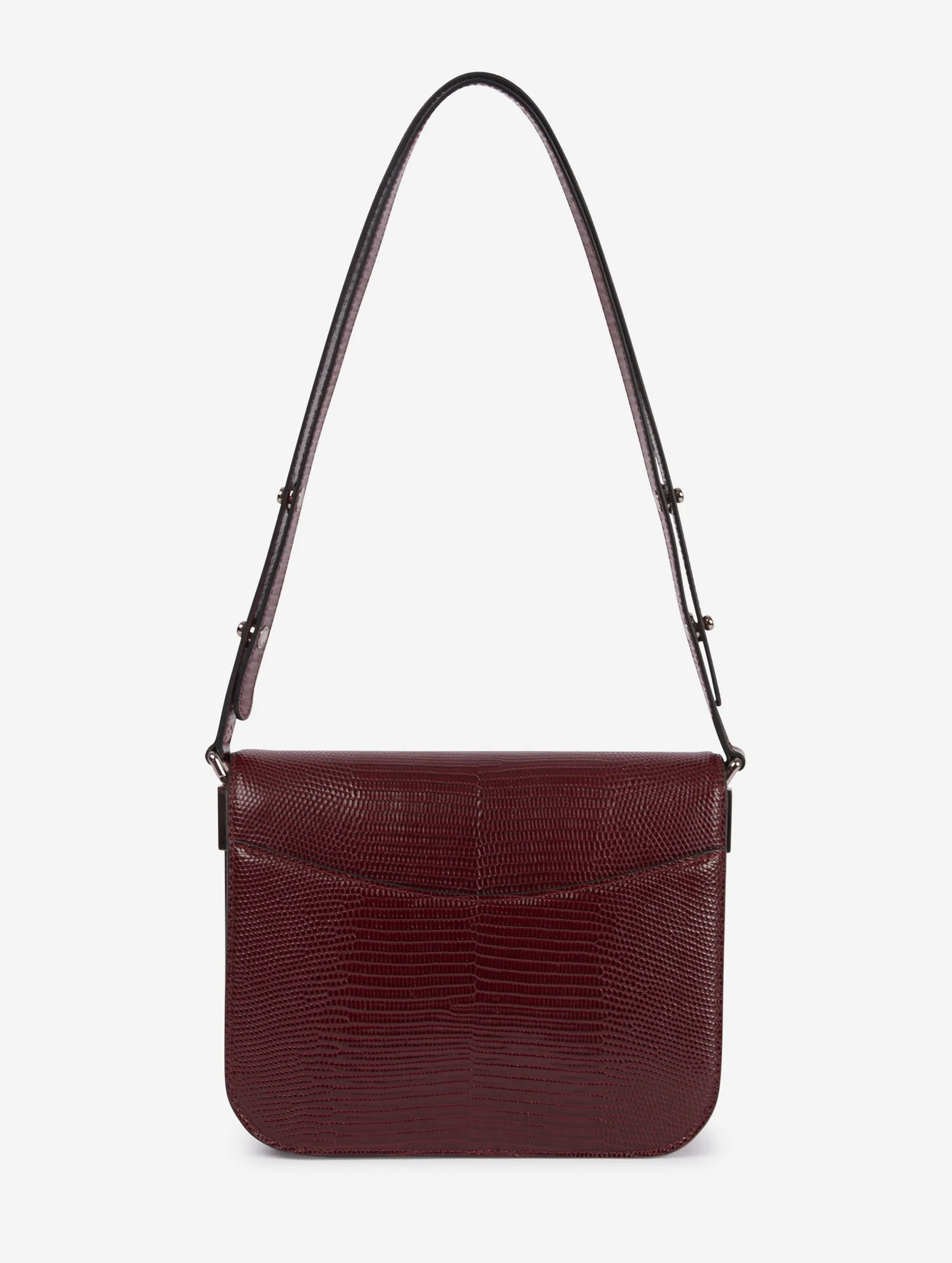 Sac "Touch Me" en cuir gaufré lézard bordeaux