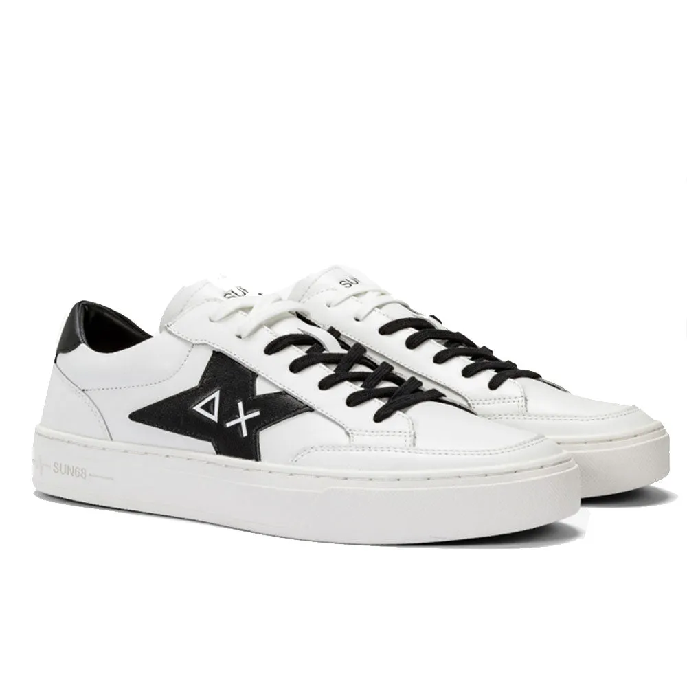 Scarpe Uomo SUN68 Sneakers Linea Skate in Pelle Colore Bianco - Nero