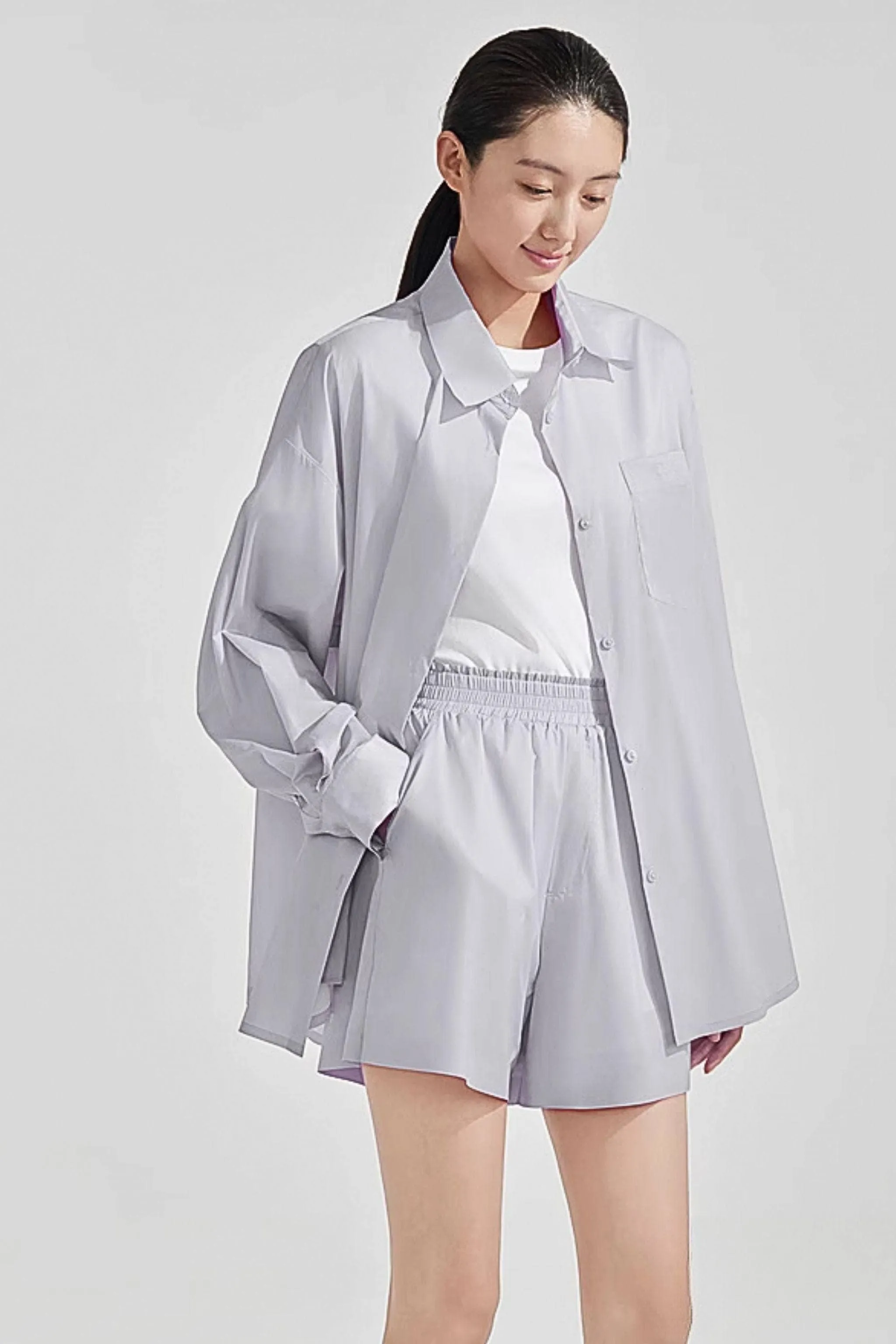 Silk Blend Summer Protection Relaxed Shirt