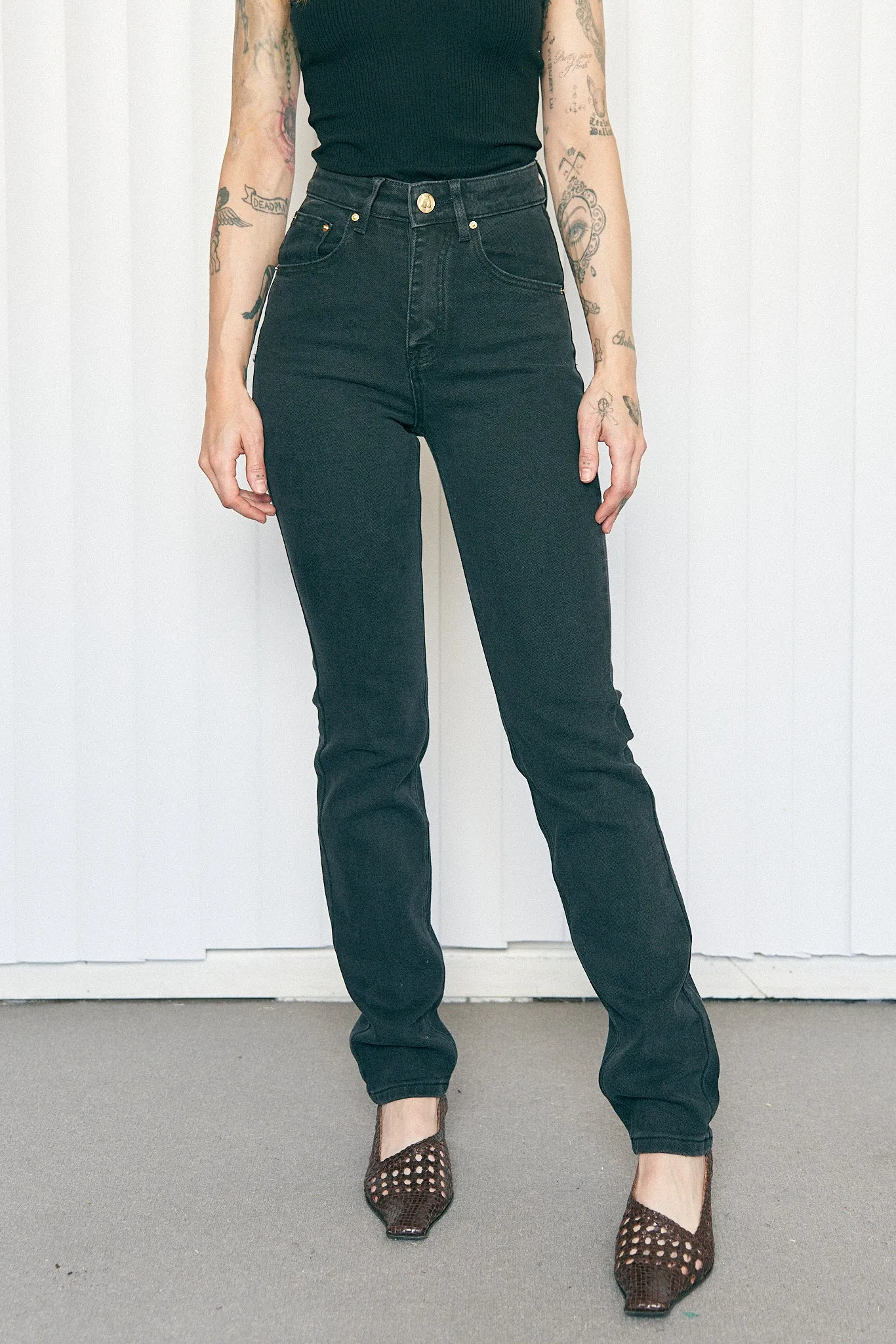 TALL Nap Jeans for big butts black denim