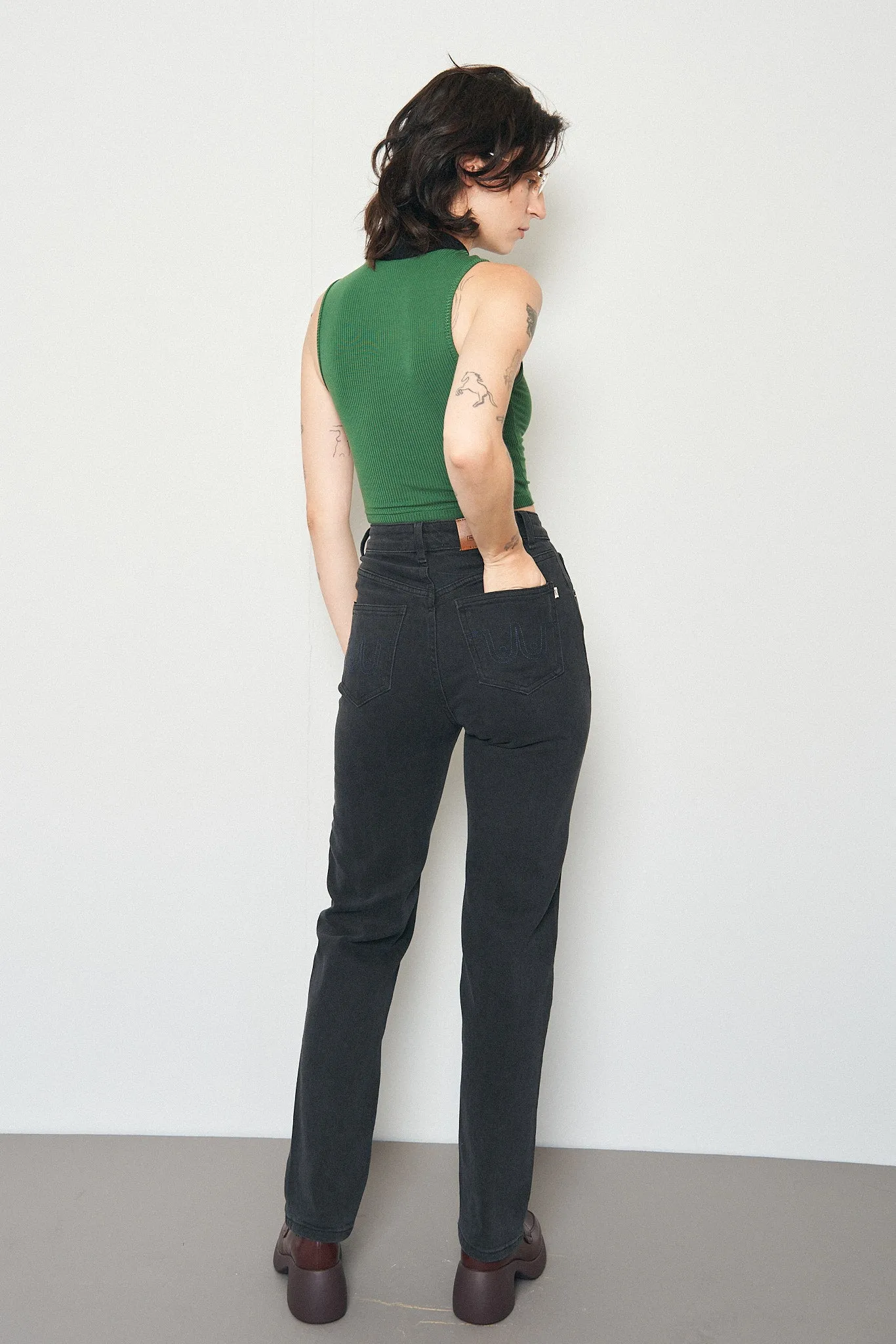 TALL Nap Jeans for big butts black denim