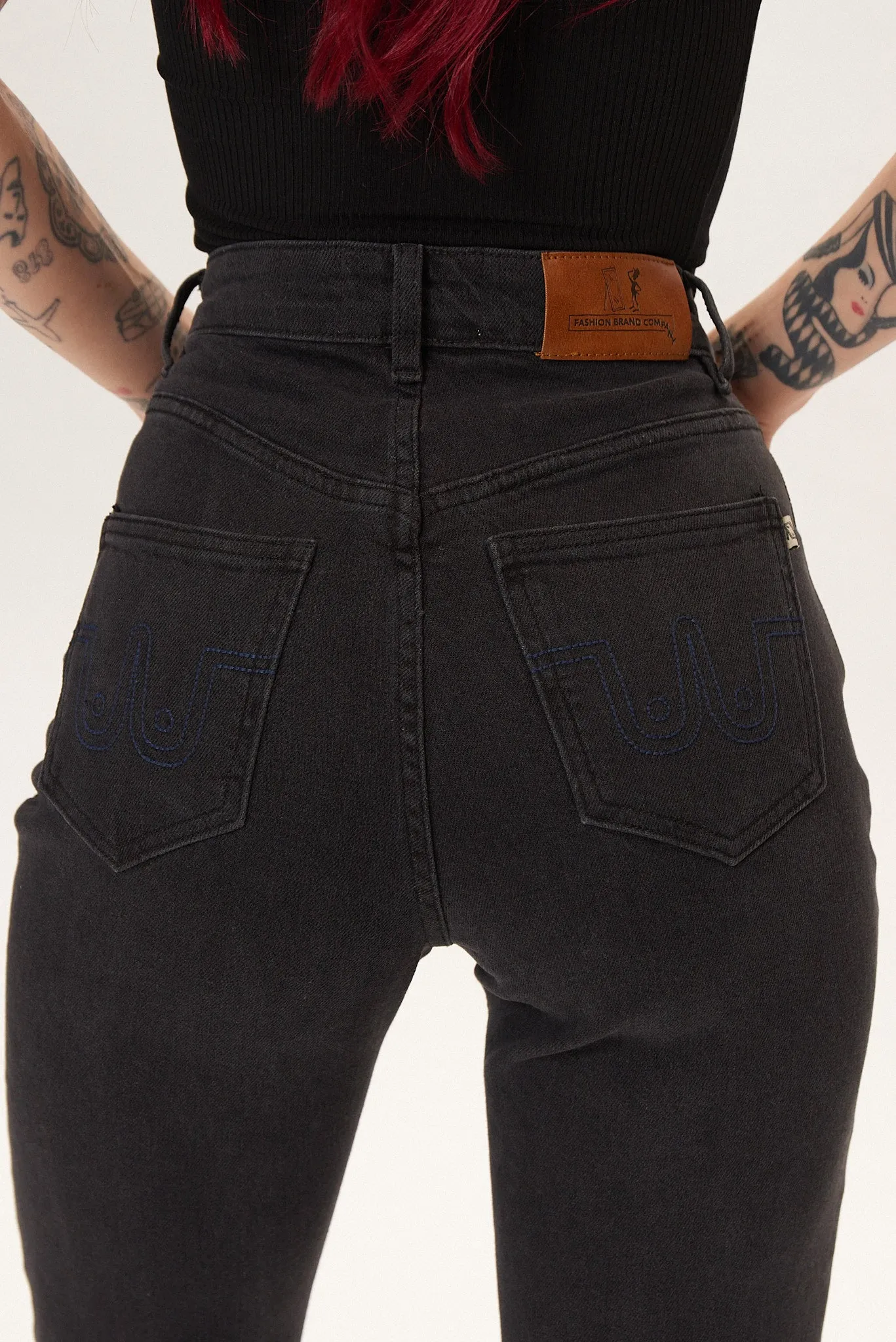 TALL Nap Jeans for big butts black denim