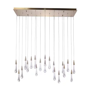 Teardrop 20 Light LED Chandelier - Aged Brass