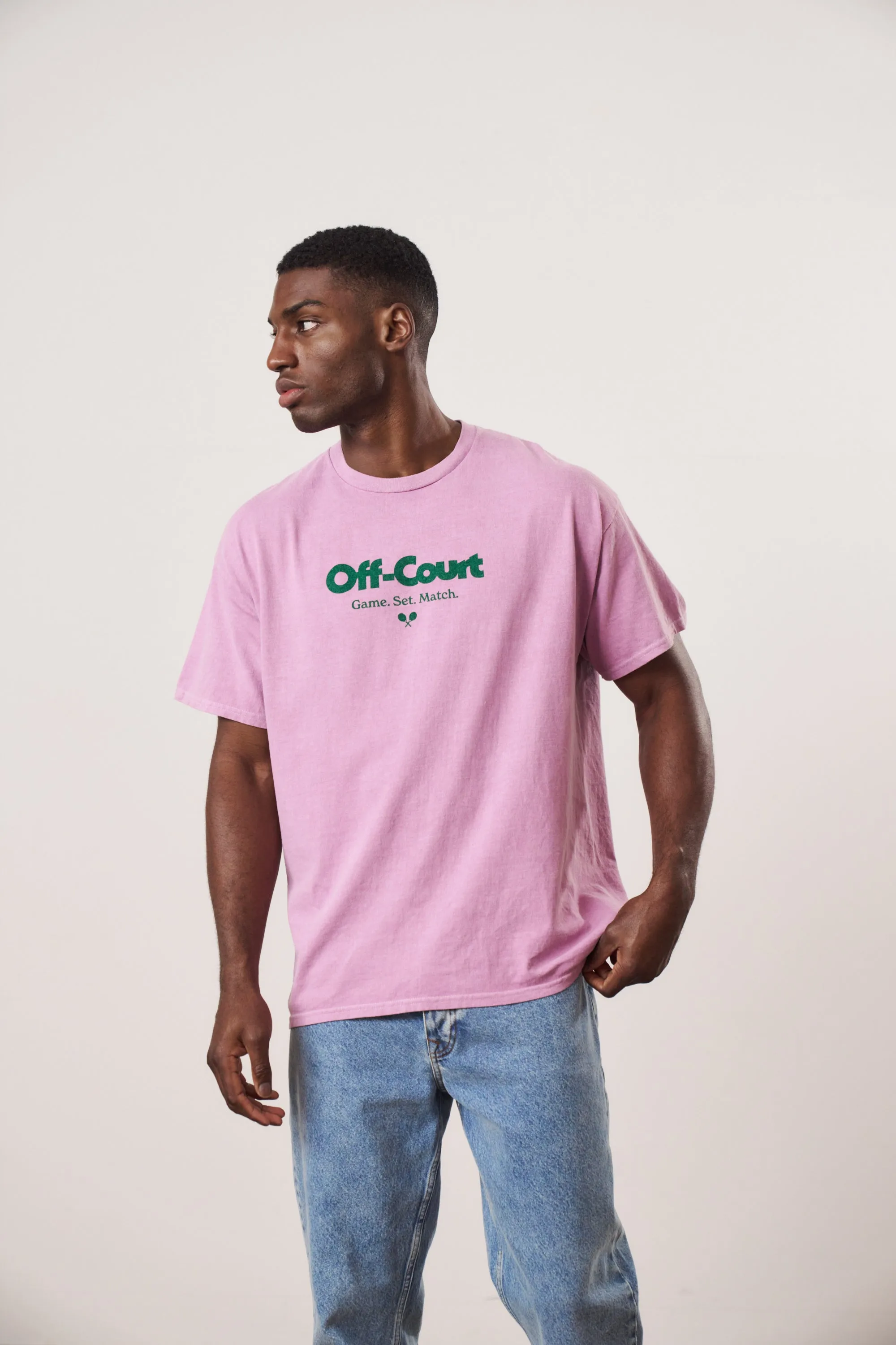 Vice 84 'Off Court GSM' Vintage Washed Tee Twinpack - Pink/Cream