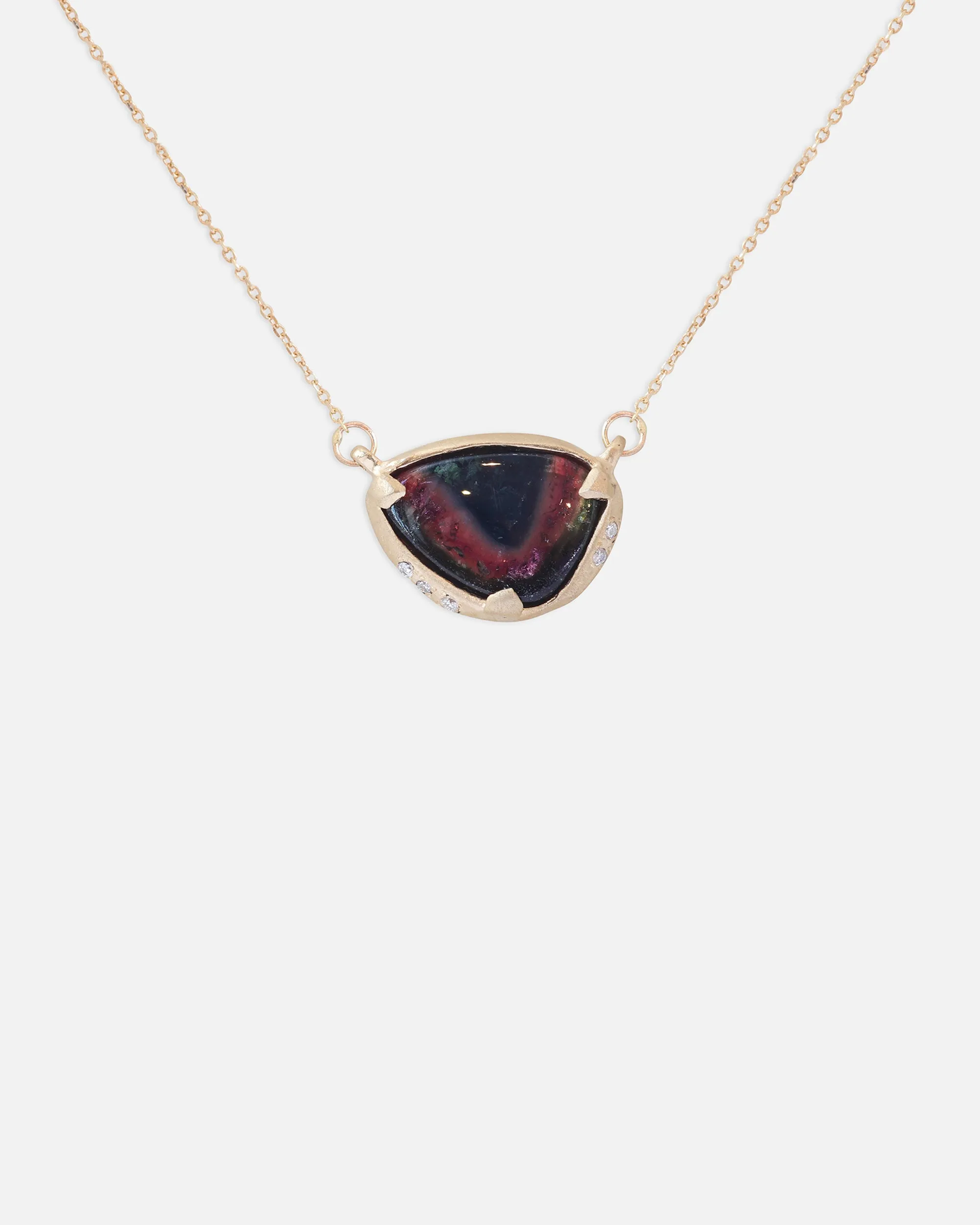 Watermelon Tourmaline and Diamond / 2.24ct Pendant