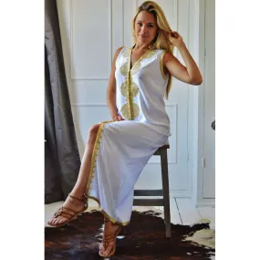 White Non Sleeve Kaftan -Kenza Style